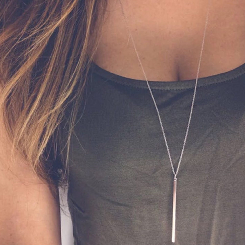 Bohemian silver/gold vertical bar necklace